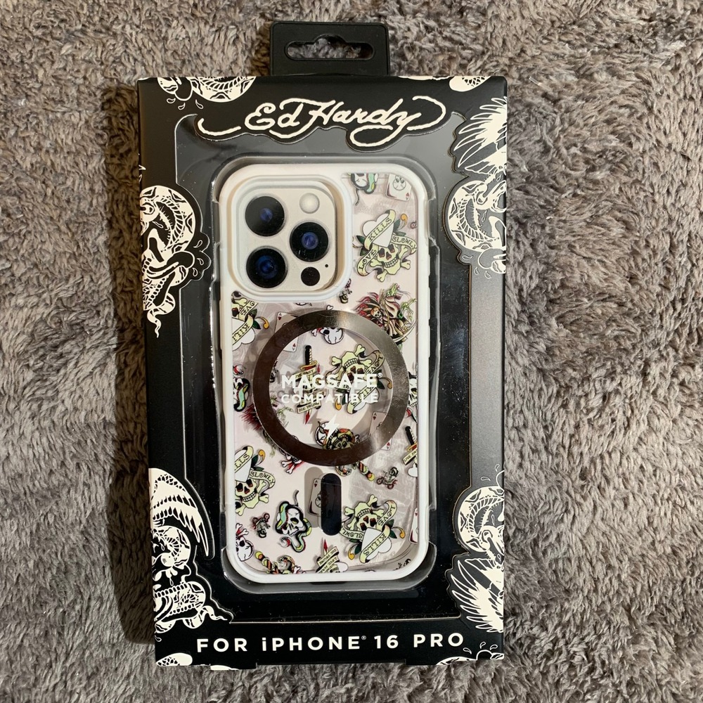Ed Hardy iPhone 16 Pro Case MagSafe Tattoo Art Skulls Love‎ Kills Slowly New